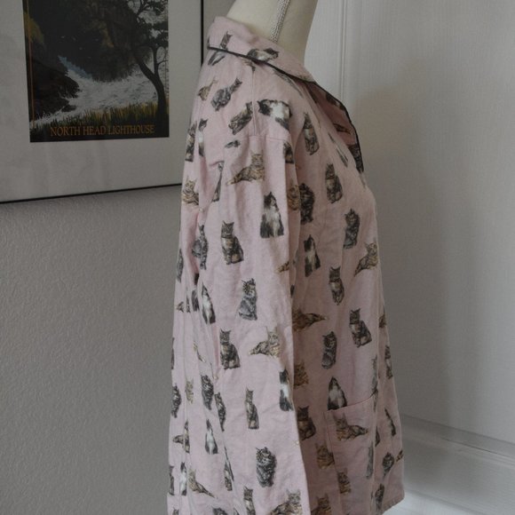 P.J. Salvage Pink Feline Cats Soft Pajamas Set with Gray Trim Size S - Picture 10 of 14